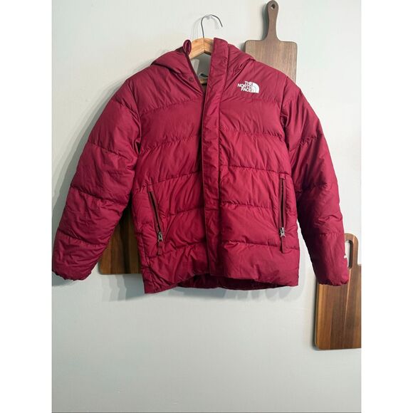 The North Face Red Fleece Lined Parka North Down Puffer Coat Large 12 - Picture 1 of 9